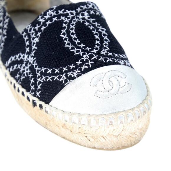 Chanel Espadrille 35 Stitch Canvas Cc Cap Toe Flats CC-0426N-0121 - Picture 8 of 11